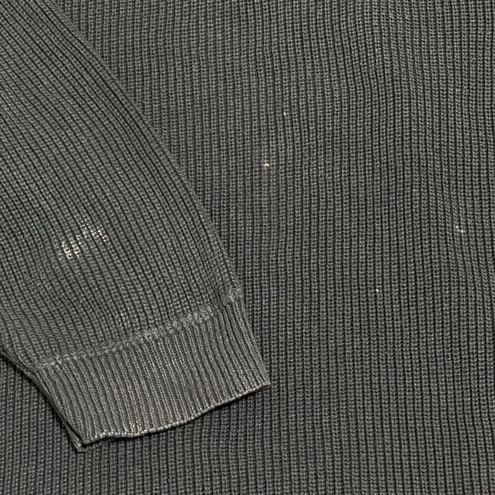 Columbia Sweater Men XL Gray Green Rib Knit Heavyweight 1/4 Zip Faded Distressed
